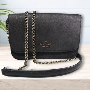Kate Spade New York Black Shimmer/Glitter Chain Crossbody Purse - Evening Bag